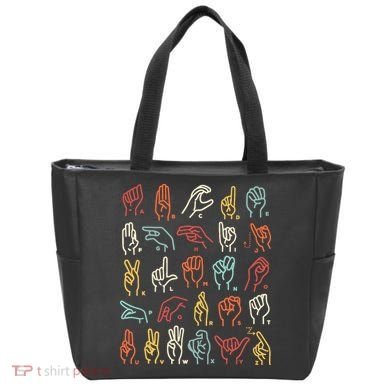 Asl Abc American Sign Language Alphabet Retro Deaf Awareness Tote Bag