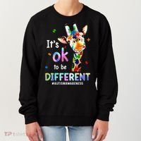 Autism Awareness Acceptance Giraffe Its Ok To Be Different Women's Sweatshirt thumb 0