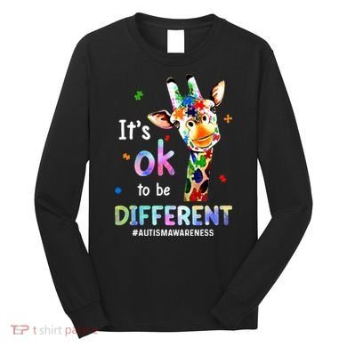 Autism Awareness Acceptance Giraffe Its Ok To Be Different Long Sleeve Shirt