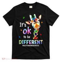 Autism Awareness Acceptance Giraffe Its Ok To Be Different T-Shirt thumb 0