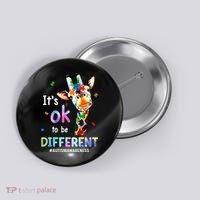 Autism Awareness Acceptance Giraffe Its Ok To Be Different Button thumb 0