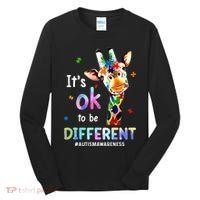 Autism Awareness Acceptance Giraffe Its Ok To Be Different Tall Long Sleeve Shirt thumb 0