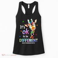 Autism Awareness Acceptance Giraffe Its Ok To Be Different Women's Tank Top thumb 0