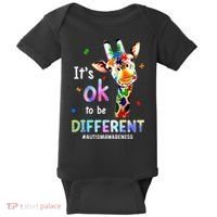 Autism Awareness Acceptance Giraffe Its Ok To Be Different Baby Bodysuit thumb 0