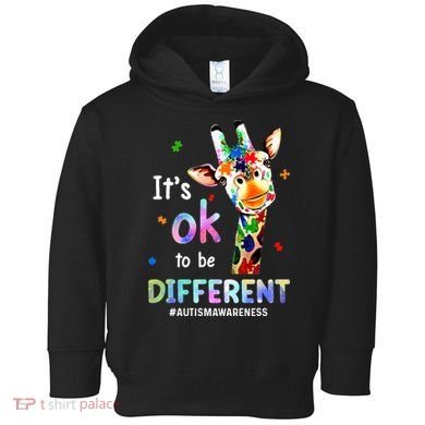 Autism Awareness Acceptance Giraffe Its Ok To Be Different Toddler Hoodie