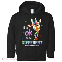 Autism Awareness Acceptance Giraffe Its Ok To Be Different Toddler Hoodie thumb 0