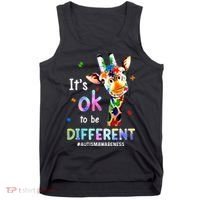 Autism Awareness Acceptance Giraffe Its Ok To Be Different Tank Top thumb 0
