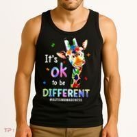 Autism Awareness Acceptance Giraffe Its Ok To Be Different Tank Top thumb 3