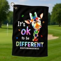 Autism Awareness Acceptance Giraffe Its Ok To Be Different Golf Towel thumb 1