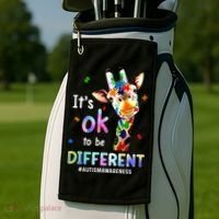Autism Awareness Acceptance Giraffe Its Ok To Be Different Golf Towel thumb 2