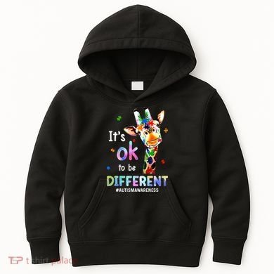 Autism Awareness Acceptance Giraffe Its Ok To Be Different Kids Hoodie