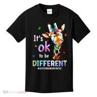 Autism Awareness Acceptance Giraffe Its Ok To Be Different Kids T-Shirt thumb 0