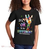 Autism Awareness Acceptance Giraffe Its Ok To Be Different Kids T-Shirt thumb 2