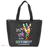 Autism Awareness Acceptance Giraffe Its Ok To Be Different Tote Bag thumb 0