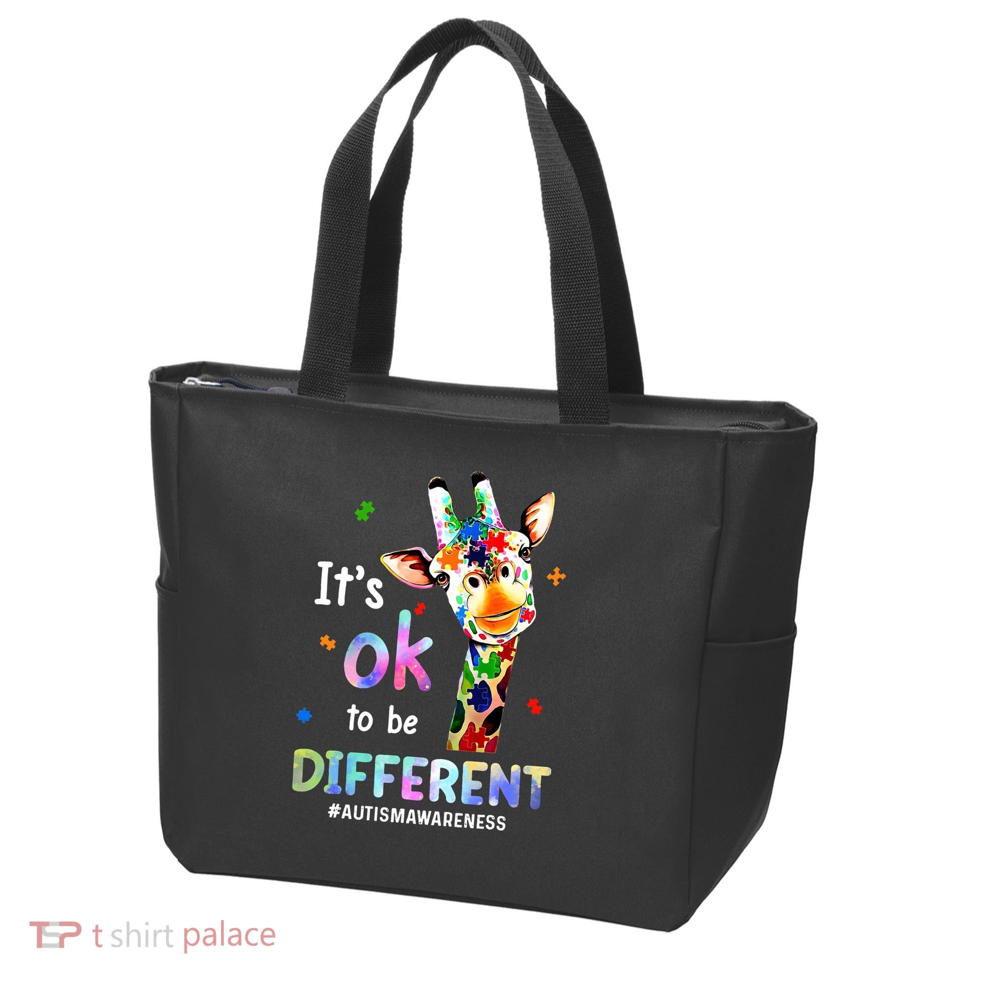 Autism Awareness Acceptance Giraffe Its Ok To Be Different Tote Bag