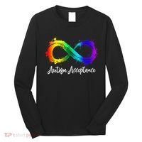 Autism Awareness Acceptance Rainbow Infinity Symbol Gift Long Sleeve Shirt thumb 0