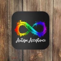 Autism Awareness Acceptance Rainbow Infinity Symbol Gift Coaster thumb 0