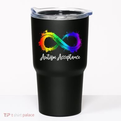 Autism Awareness Acceptance Rainbow Infinity Symbol Gift Tumbler