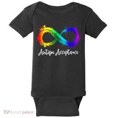Autism Awareness Acceptance Rainbow Infinity Symbol Gift Baby Bodysuit