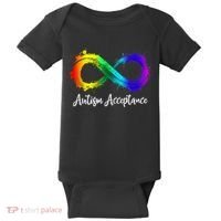 Autism Awareness Acceptance Rainbow Infinity Symbol Gift Baby Bodysuit thumb 0