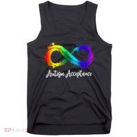 Autism Awareness Acceptance Rainbow Infinity Symbol Gift Tank Top thumb 0