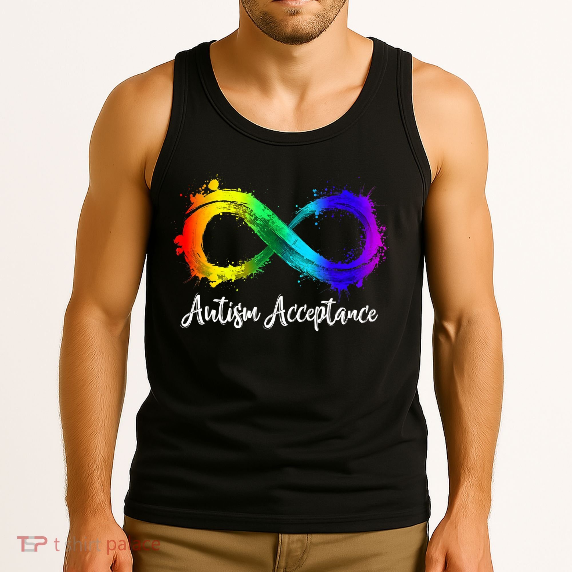 Autism Awareness Acceptance Rainbow Infinity Symbol Gift Tank Top
