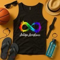 Autism Awareness Acceptance Rainbow Infinity Symbol Gift Tank Top thumb 4
