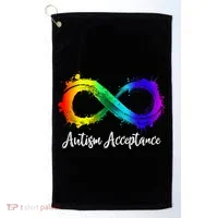 Autism Awareness Acceptance Rainbow Infinity Symbol Gift Golf Towel thumb 0