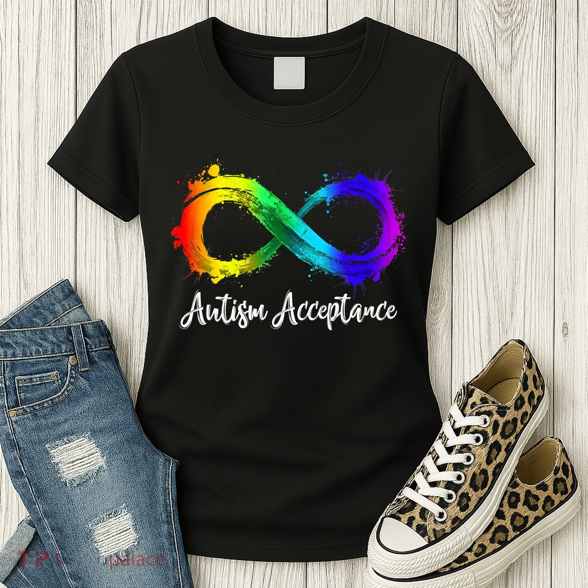 Autism Awareness Acceptance Rainbow Infinity Symbol Gift Women's T-Shirt