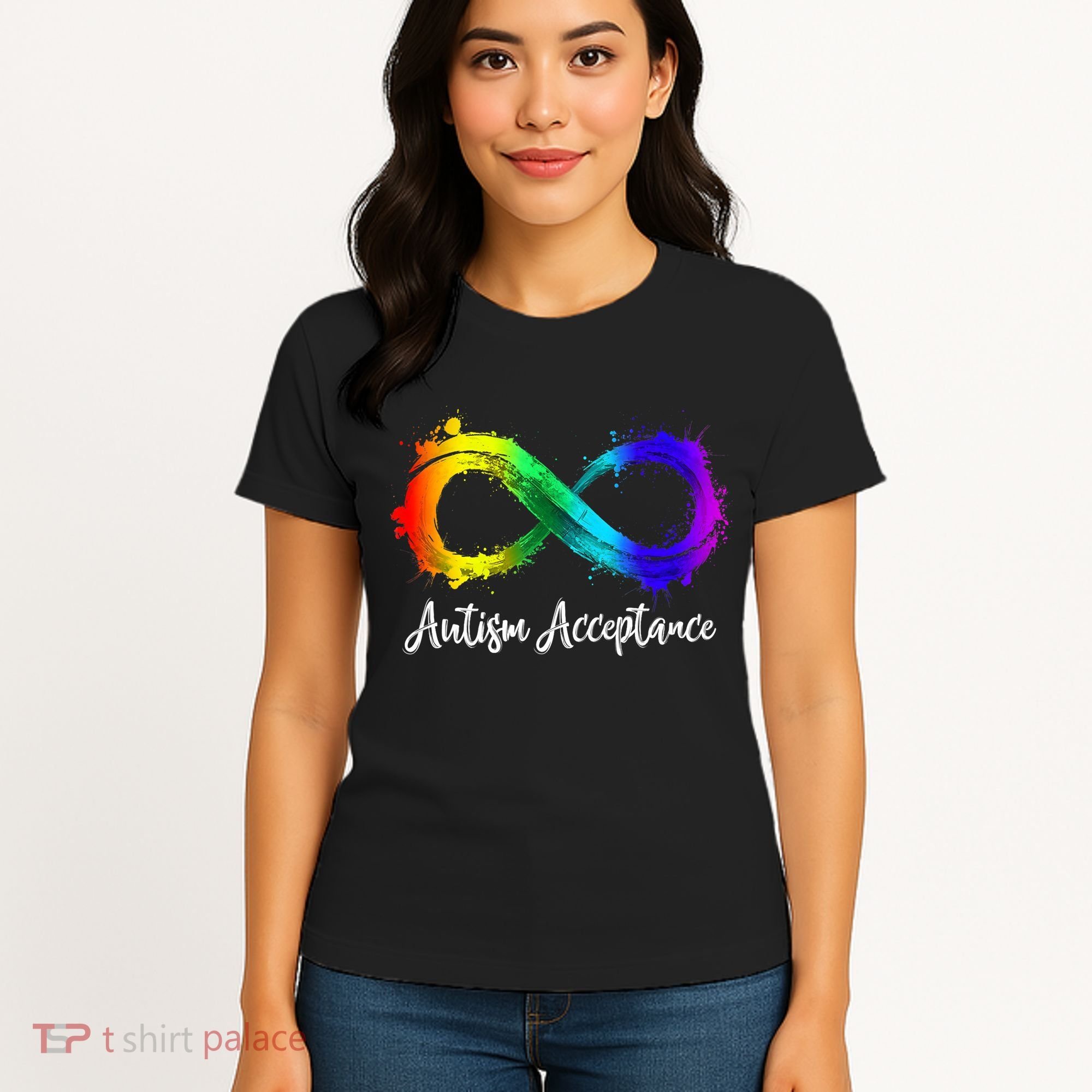 Autism Awareness Acceptance Rainbow Infinity Symbol Gift Women's T-Shirt