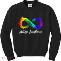 Autism Awareness Acceptance Rainbow Infinity Symbol Gift Kids Sweatshirt thumb 0