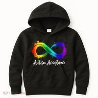 Autism Awareness Acceptance Rainbow Infinity Symbol Gift Kids Hoodie thumb 0