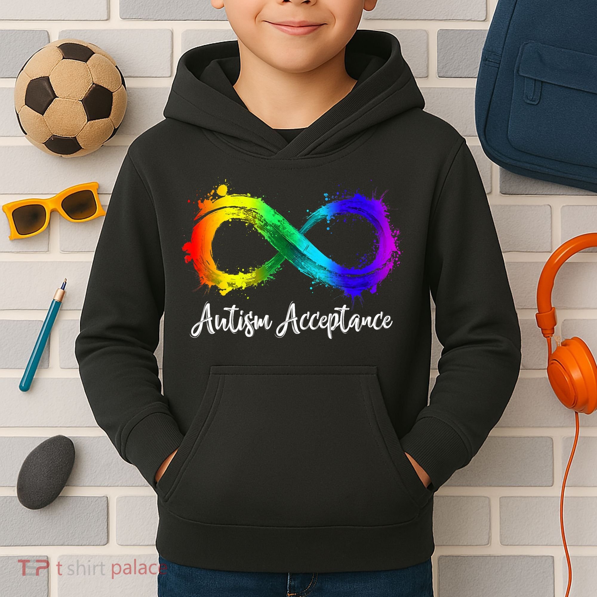 Autism Awareness Acceptance Rainbow Infinity Symbol Gift Kids Hoodie
