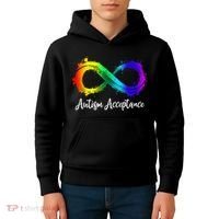 Autism Awareness Acceptance Rainbow Infinity Symbol Gift Kids Hoodie thumb 4