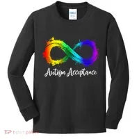 Autism Awareness Acceptance Rainbow Infinity Symbol Gift Kids Long Sleeve Shirt thumb 0