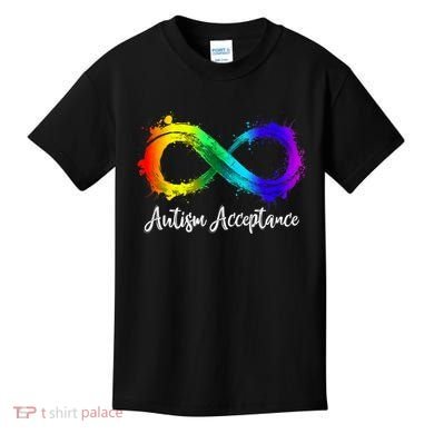 Autism Awareness Acceptance Rainbow Infinity Symbol Gift Kids T-Shirt