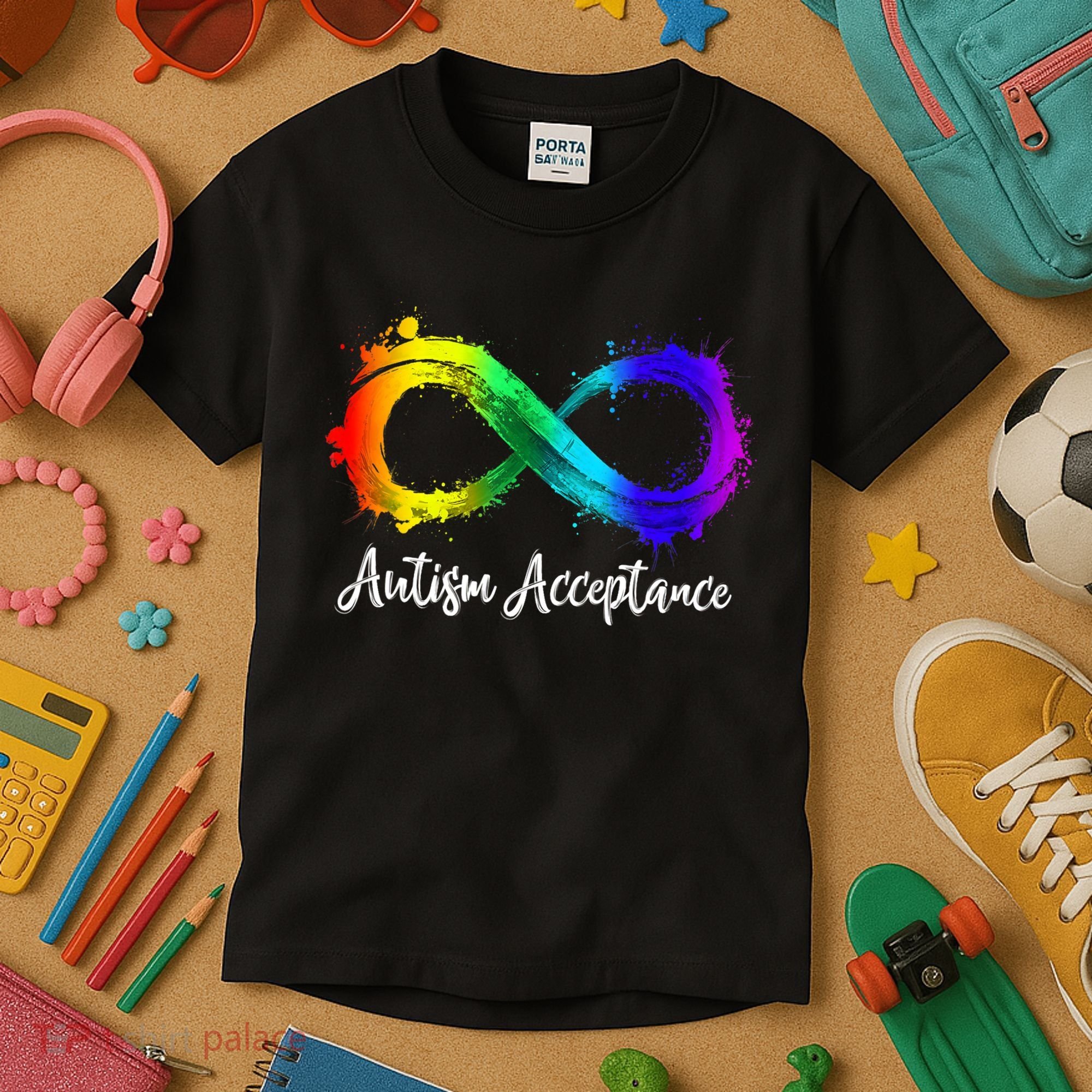 Autism Awareness Acceptance Rainbow Infinity Symbol Gift Kids T-Shirt