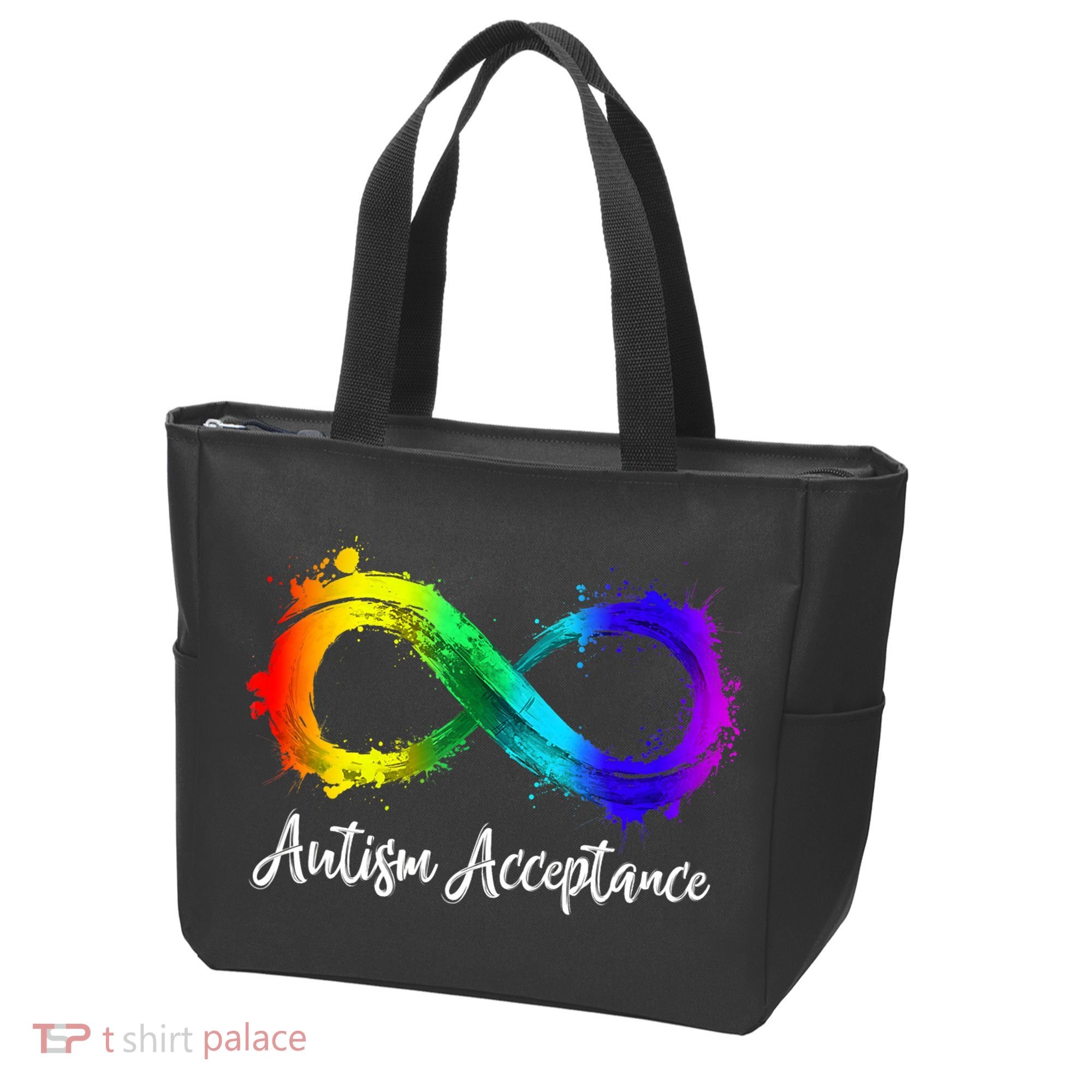 Autism Awareness Acceptance Rainbow Infinity Symbol Gift Tote Bag