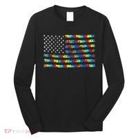 Autism Awareness American Flag Long Sleeve Shirt thumb 0