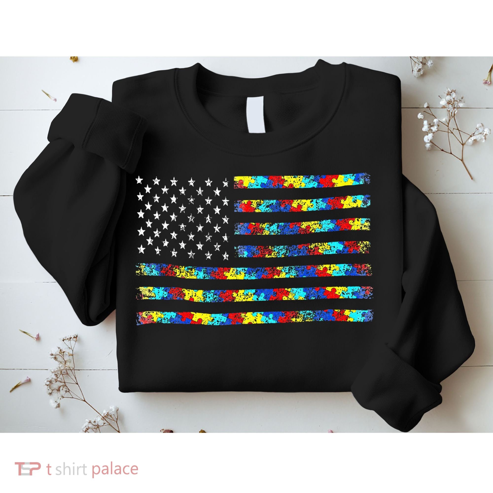 Autism Awareness American Flag Sweatshirt