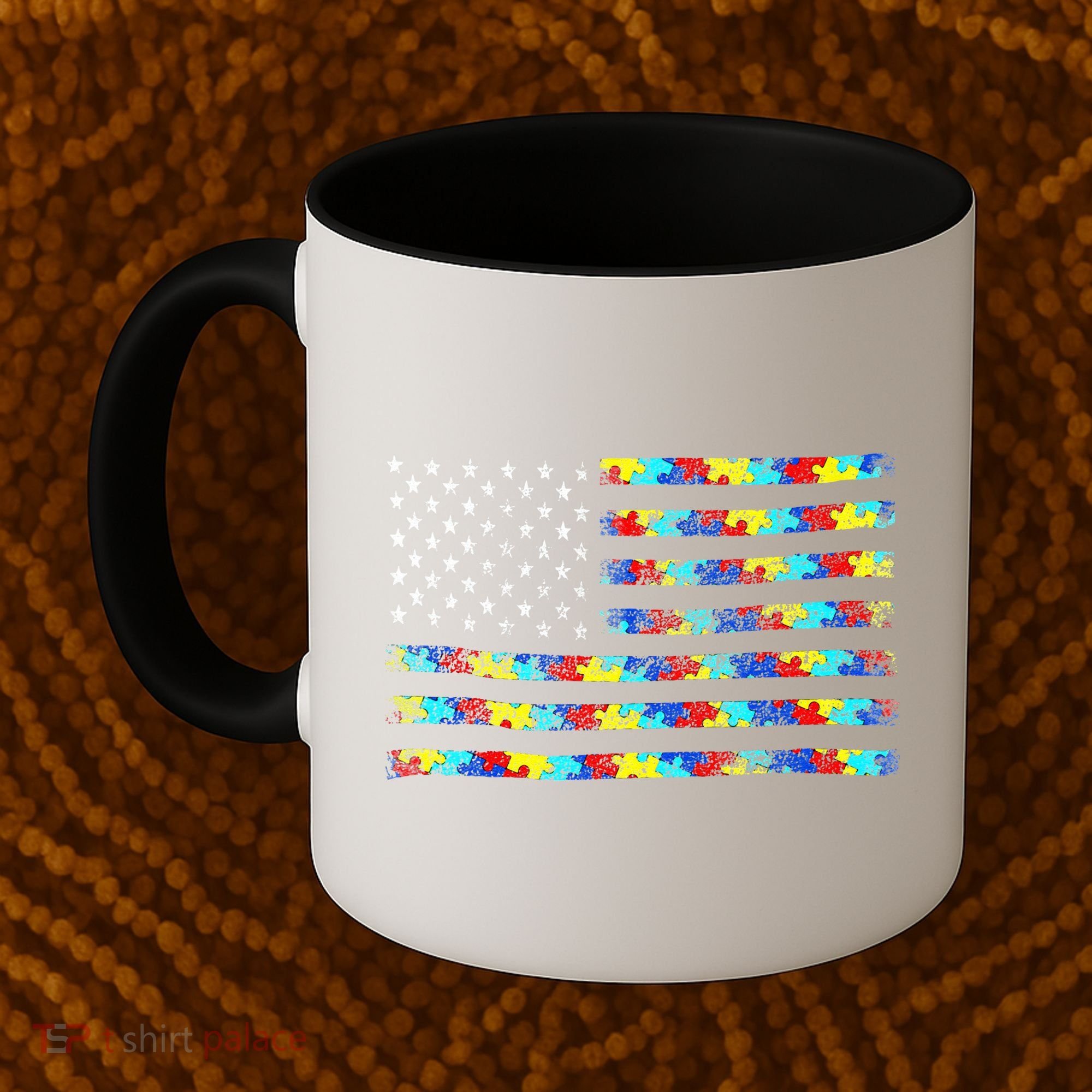 Autism Awareness American Flag Coffee Mug