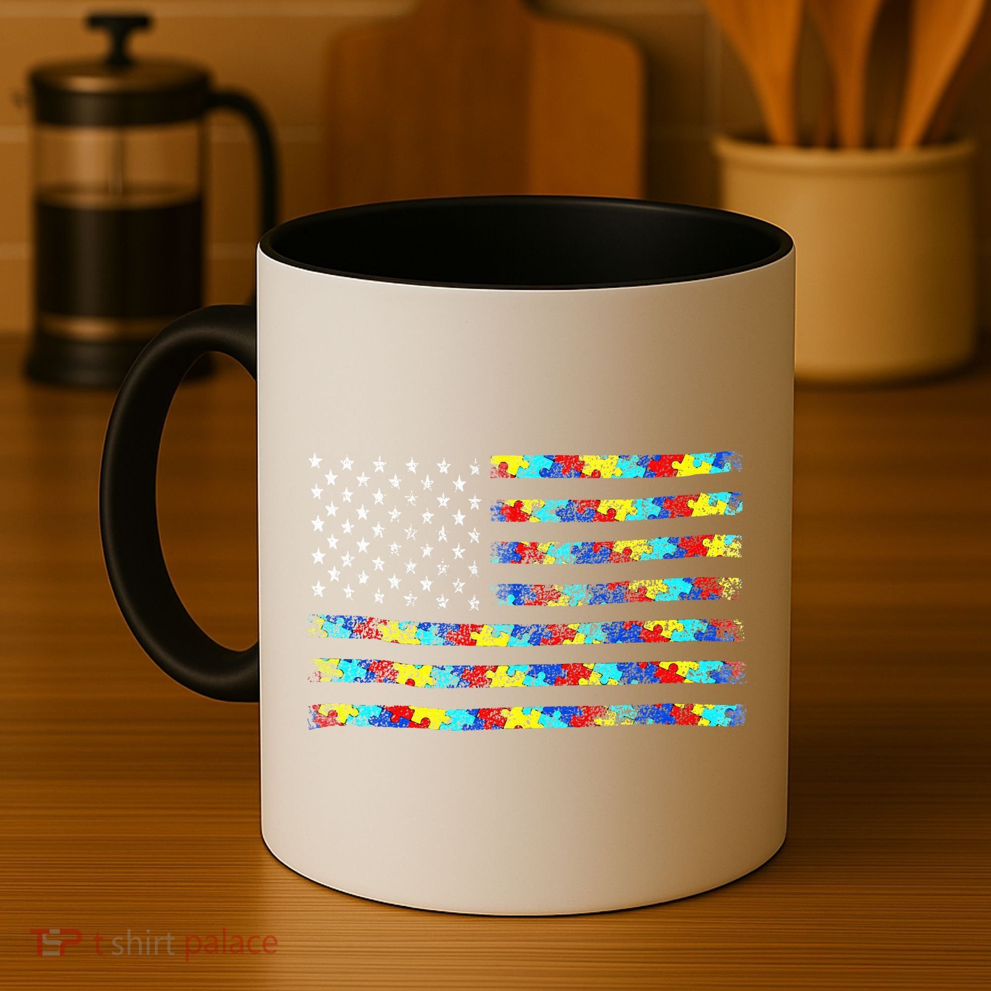 Autism Awareness American Flag Coffee Mug