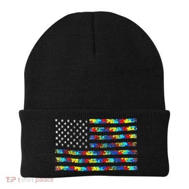Autism Awareness American Flag Beanie