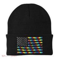Autism Awareness American Flag Beanie thumb 0