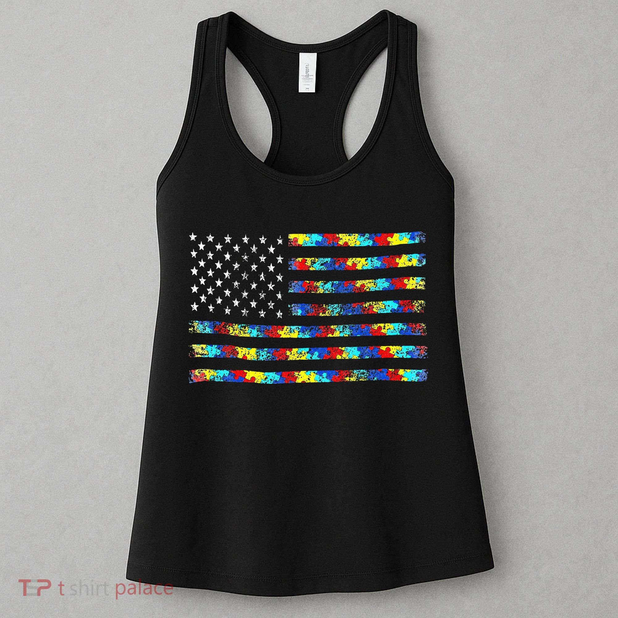 Autism Awareness American Flag Women's Tank Top