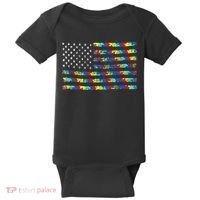 Autism Awareness American Flag Baby Bodysuit thumb 0