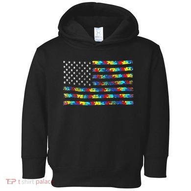 Autism Awareness American Flag Toddler Hoodie