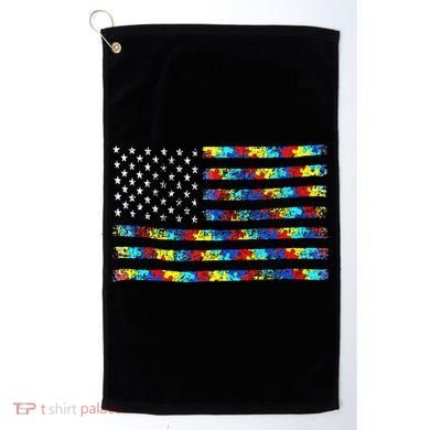Autism Awareness American Flag Golf Towel