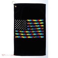 Autism Awareness American Flag Golf Towel thumb 0