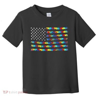 Autism Awareness American Flag Toddler T-Shirt